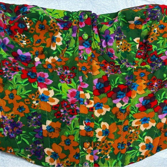 ASTR The Label Green Multi-Floral Corset Crop Top SZ Med - Picture 5 of 7